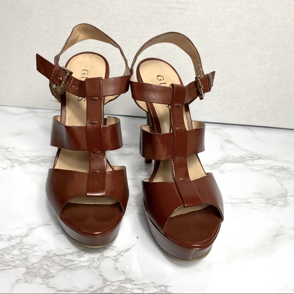 Guess Brown Platform Open Toe Stiletto - Picture 3 of 7